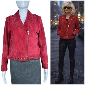 Obey x  Debbie Harry St. Mark Suede Leather Moto Jacket Size M Punk Rock Biker